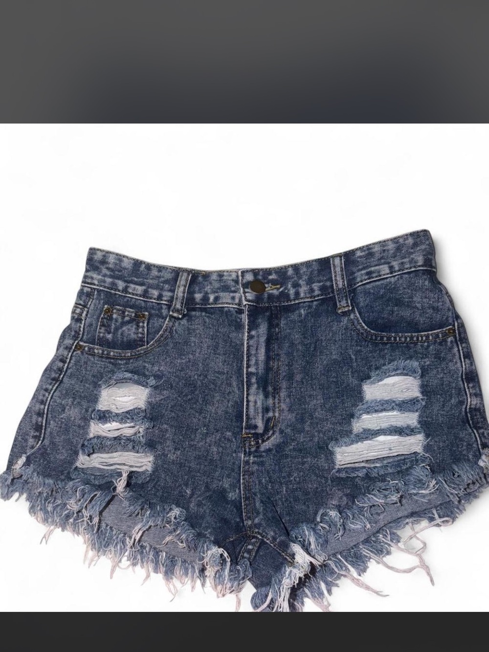 SHEIN Distressed Dark Blue High-Rise Denim Shorts